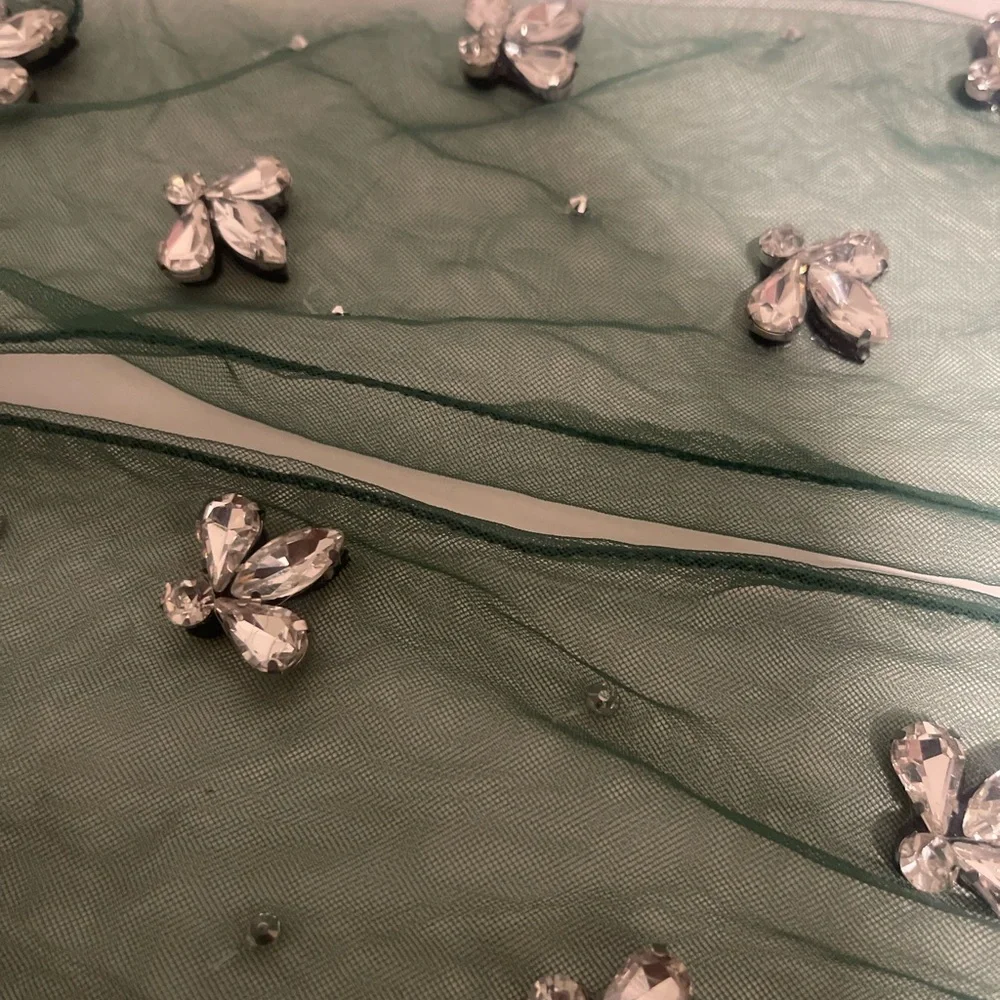Anthropologie Sheer Embellished Gloves